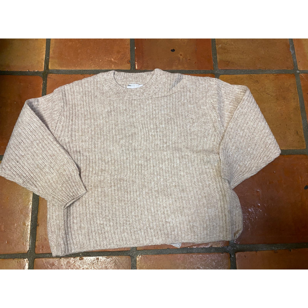 ASOS DESIGN fluffy rib sweater with crew neck, oatmeal Medium